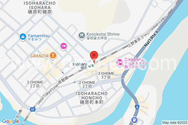 磯原メンズエステの地図です。map of Isohara station where spa and massage salons are located