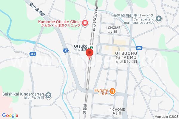 大津港メンズエステの地図です。map of Ōtsukō station where spa and massage salons are located