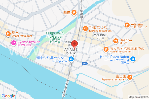 潮来メンズエステの地図です。map of Itako station where spa and massage salons are located