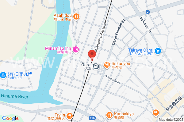 大洗メンズエステの地図です。map of Ōarai station where spa and massage salons are located