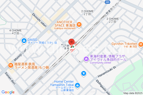 東海メンズエステの地図です。map of Tōkai station where spa and massage salons are located