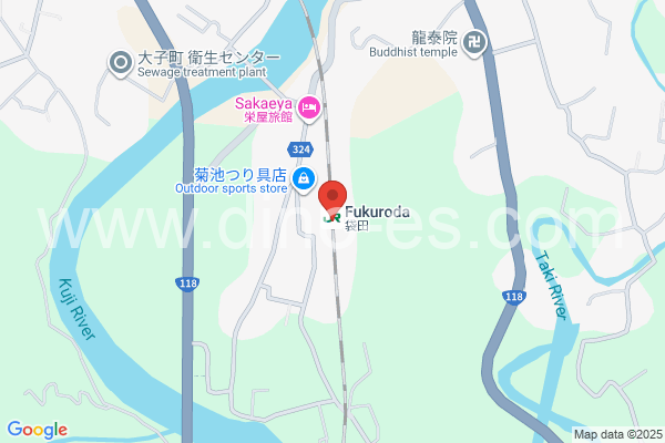 袋田メンズエステの地図です。map of Fukuroda station where spa and massage salons are located
