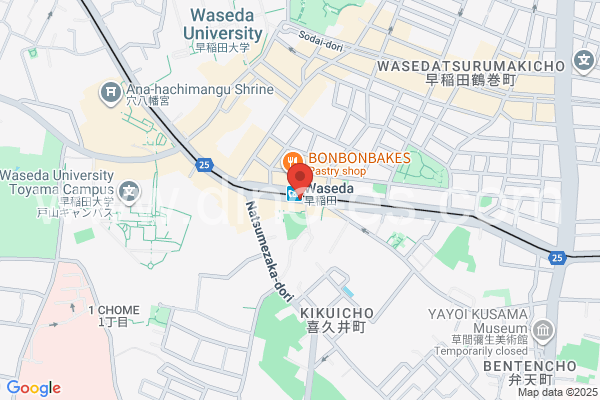 早稲田メンズエステの地図です。map of Waseda station where spa and massage salons are located