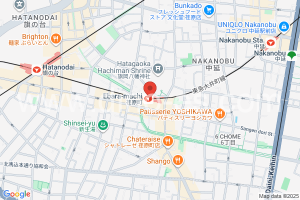 荏原町メンズエステの地図です。map of Ebaramachi station where spa and massage salons are located