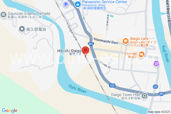 常陸大子メンズエステの地図です。map of Hitachi-Daigo station where spa and massage salons are located