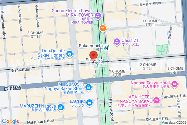 栄(名古屋)メンズエステの地図です。map of Sakae station where spa and massage salons are located