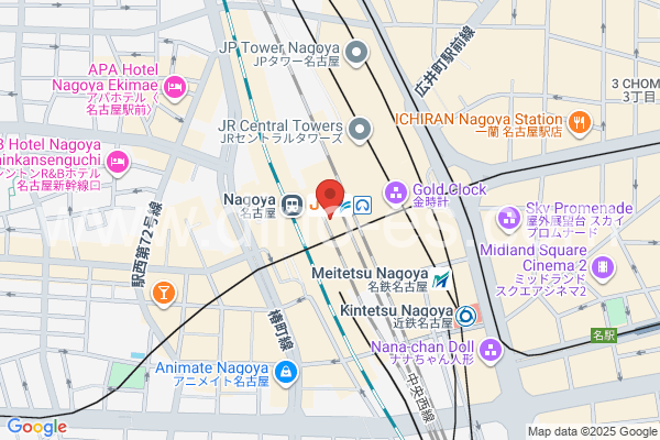 名古屋メンズエステの地図です。map of Nagoya station where spa and massage salons are located