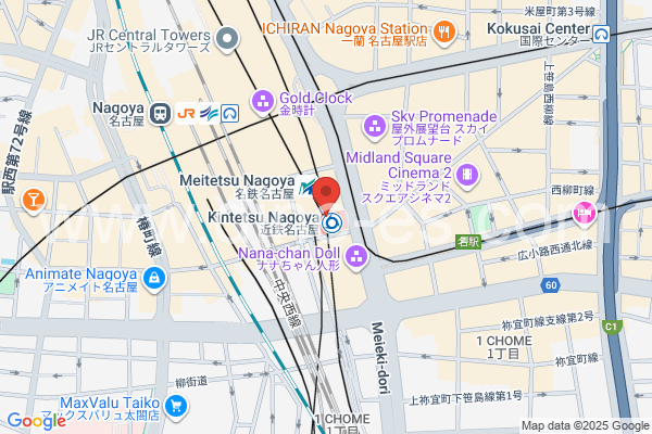 名鉄名古屋メンズエステの地図です。map of Meitetsu Nagoya station where spa and massage salons are located