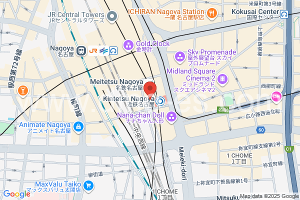 近鉄名古屋メンズエステの地図です。map of Kintetsu Nagoya station where spa and massage salons are located