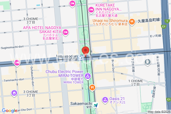 久屋大通メンズエステの地図です。map of Hisaya-Ōdōri station where spa and massage salons are located