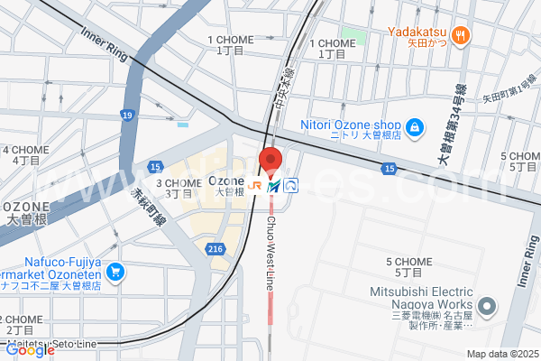 大曽根メンズエステの地図です。map of Ōzone station where spa and massage salons are located