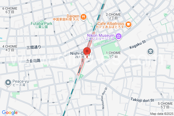 西大井メンズエステの地図です。map of Nishi-Ōi station where spa and massage salons are located