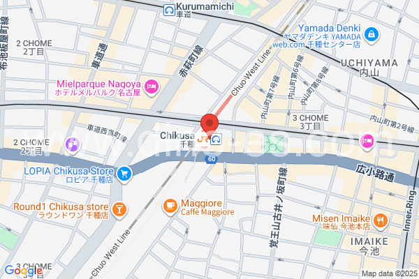 千種メンズエステの地図です。map of Chikusa station where spa and massage salons are located