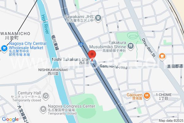 西高蔵メンズエステの地図です。map of Nishi-Takakura station where spa and massage salons are located