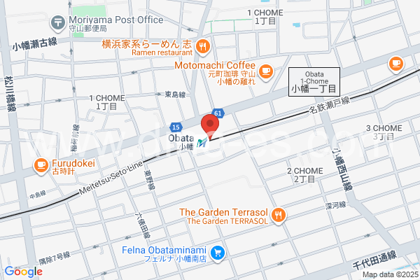 小幡メンズエステの地図です。map of Obata station where spa and massage salons are located