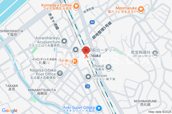 大高メンズエステの地図です。map of Ōdaka station where spa and massage salons are located
