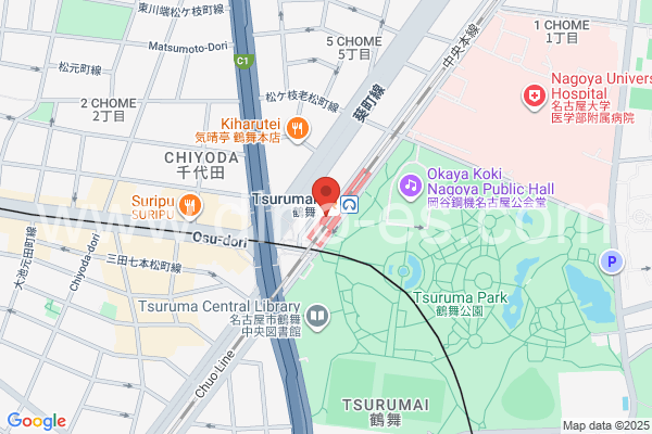 鶴舞メンズエステの地図です。map of Tsurumai station where spa and massage salons are located
