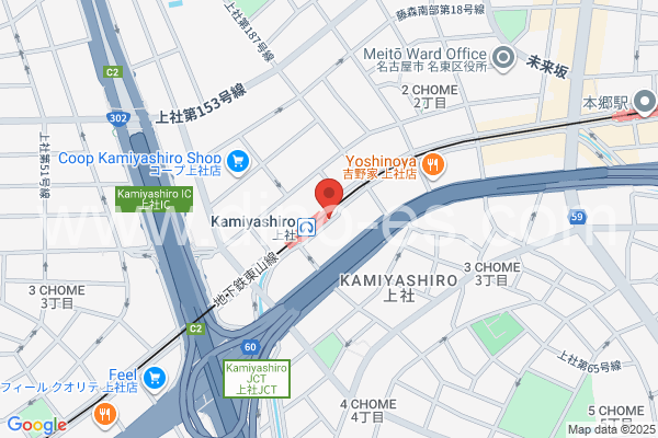上社メンズエステの地図です。map of Kamiyashiro station where spa and massage salons are located
