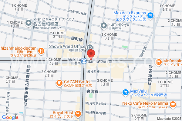 御器所メンズエステの地図です。map of Gokiso station where spa and massage salons are located