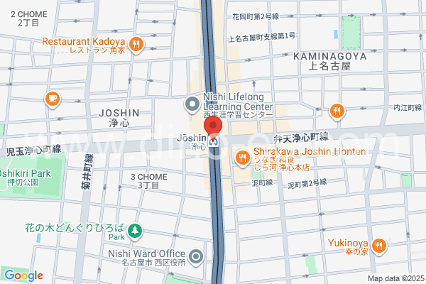 浄心メンズエステの地図です。map of Jōshin station where spa and massage salons are located