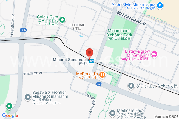 南砂町メンズエステの地図です。map of Minami-Sunamachi station where spa and massage salons are located