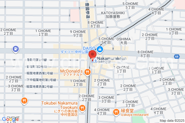 中村公園メンズエステの地図です。map of Nakamura Kōen station where spa and massage salons are located