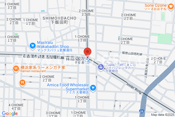 平安通メンズエステの地図です。map of Heiandōri station where spa and massage salons are located