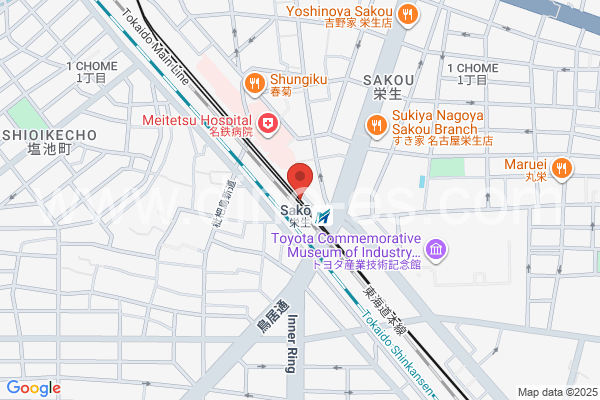 栄生メンズエステの地図です。map of Sakō station where spa and massage salons are located