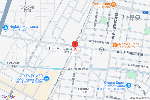 新守山メンズエステの地図です。map of Shin-Moriyama station where spa and massage salons are located