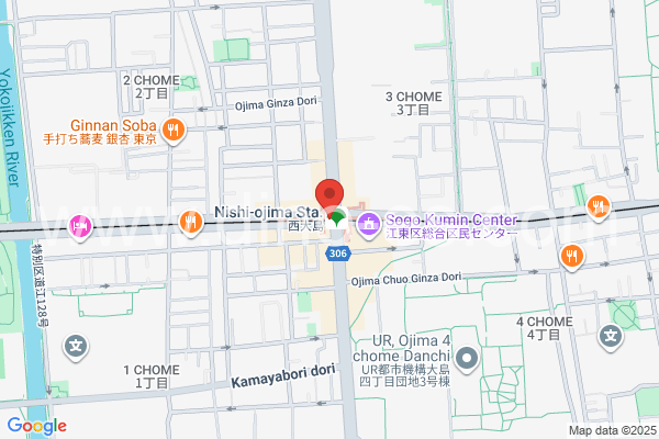 西大島メンズエステの地図です。map of Nishi-Ōjima station where spa and massage salons are located