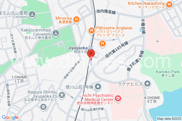 自由ヶ丘(愛知)メンズエステの地図です。map of Jiyūgaoka station where spa and massage salons are located