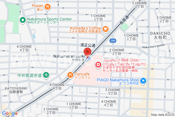 中村日赤メンズエステの地図です。map of Nakamura Nisseki station where spa and massage salons are located