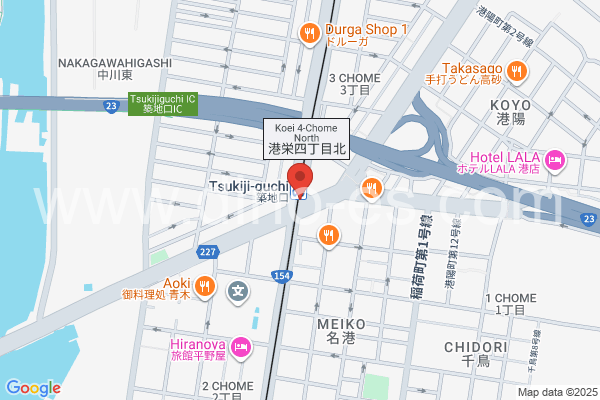 築地口メンズエステの地図です。map of Tsukijiguchi station where spa and massage salons are located