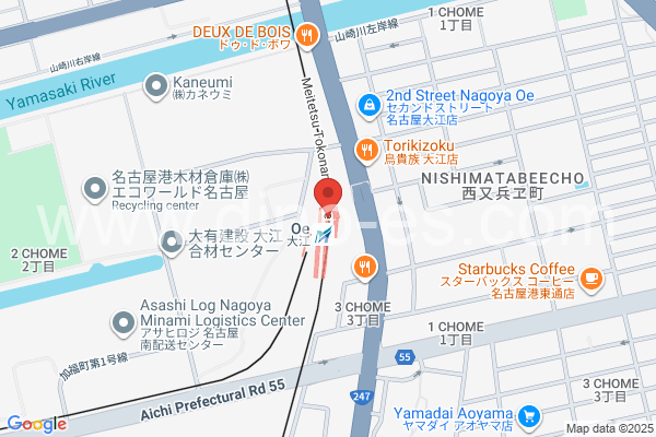 大江(愛知)メンズエステの地図です。map of Ōe station where spa and massage salons are located