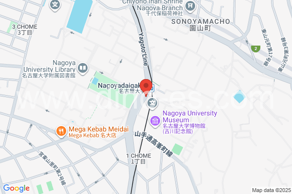 名古屋大学メンズエステの地図です。map of Nagoyadaigaku station where spa and massage salons are located
