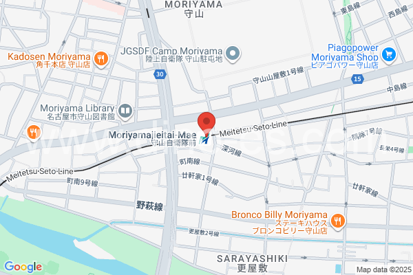 守山自衛隊前メンズエステの地図です。map of Moriyama-Jieitaimae station where spa and massage salons are located