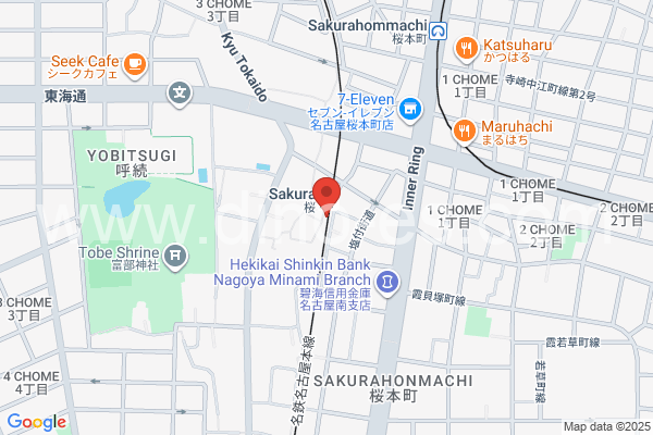 桜(愛知)メンズエステの地図です。map of Sakura station where spa and massage salons are located