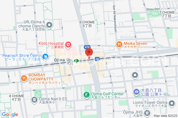 大島(東京)メンズエステの地図です。map of Ōjima station where spa and massage salons are located