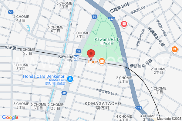 川名メンズエステの地図です。map of Kawana station where spa and massage salons are located