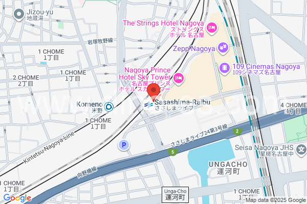 ささしまライブメンズエステの地図です。map of Sasashima-raibu station where spa and massage salons are located