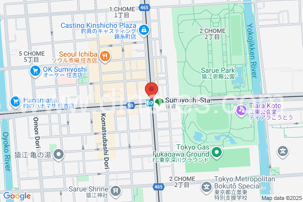 住吉(東京)メンズエステの地図です。map of Sumiyoshi station where spa and massage salons are located