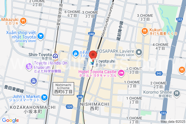 豊田市メンズエステの地図です。map of Toyotashi station where spa and massage salons are located