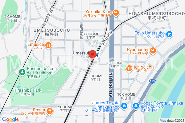 梅坪メンズエステの地図です。map of Umetsubo station where spa and massage salons are located