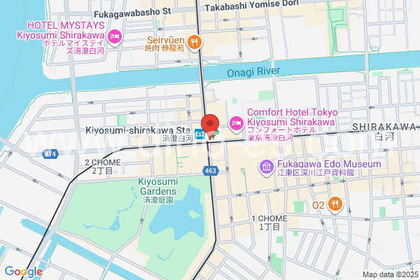 清澄白河メンズエステの地図です。map of Kiyosumi-Shirakawa station where spa and massage salons are located