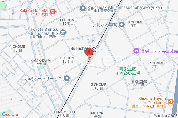 末野原メンズエステの地図です。map of Suenohara station where spa and massage salons are located