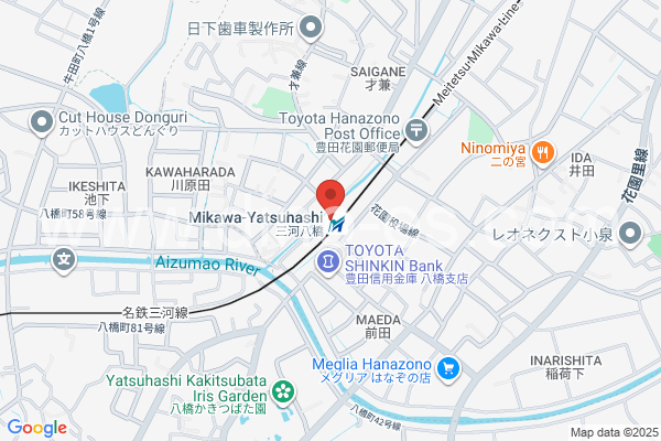三河八橋メンズエステの地図です。map of Mikawa-Yatsuhashi station where spa and massage salons are located