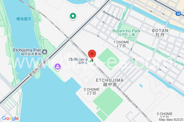 越中島メンズエステの地図です。map of Etchūjima station where spa and massage salons are located