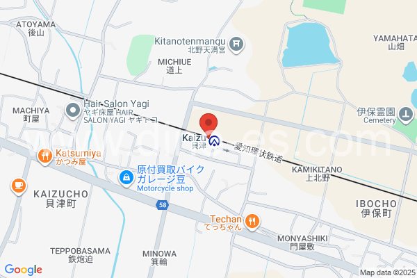 貝津メンズエステの地図です。map of Kaizu station where spa and massage salons are located