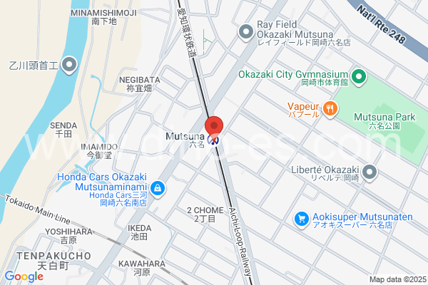 六名メンズエステの地図です。map of Mutsuna station where spa and massage salons are located