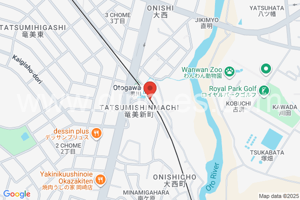 男川メンズエステの地図です。map of Otogawa station where spa and massage salons are located